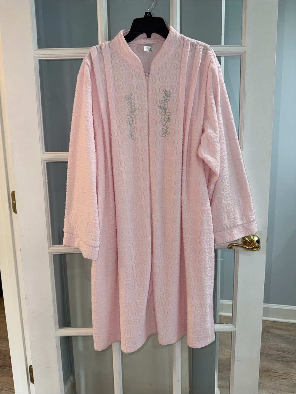 PREMIER INTIMATES SZ L PINK KNIT POLY FULL ZIP LONG SLEEVE ROBE House Dress Gown